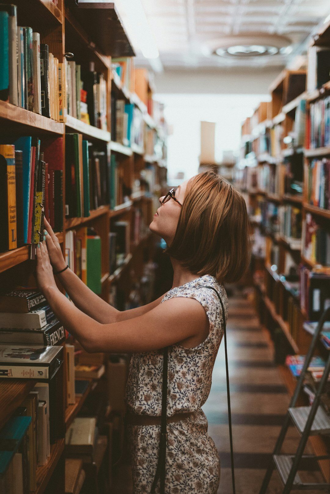 person researching in library