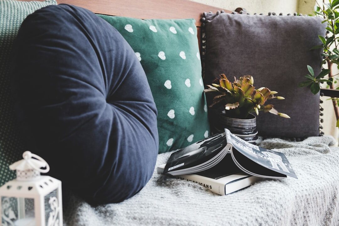 cozy reading nook with book